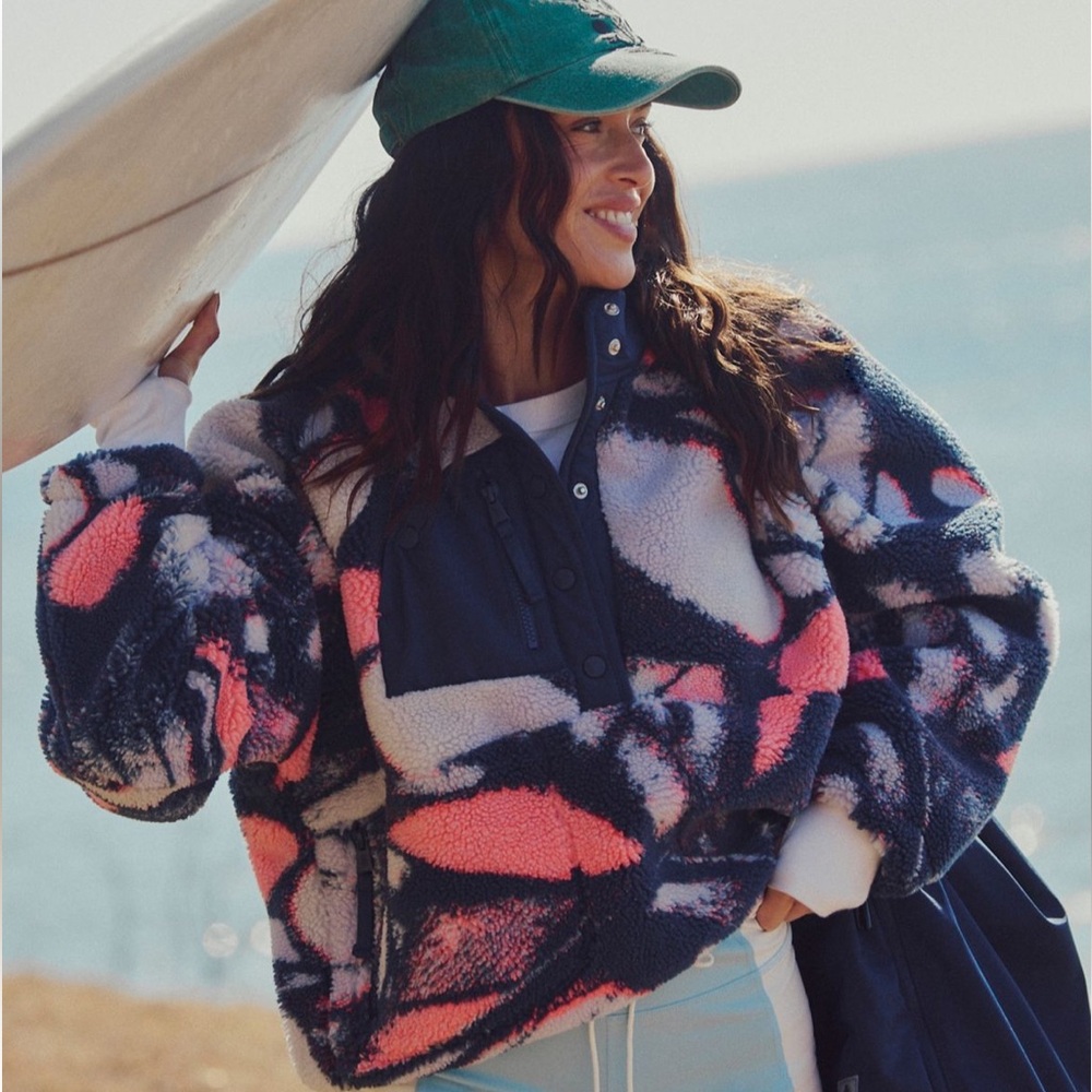 Free people hit the slopes fleece pullover
